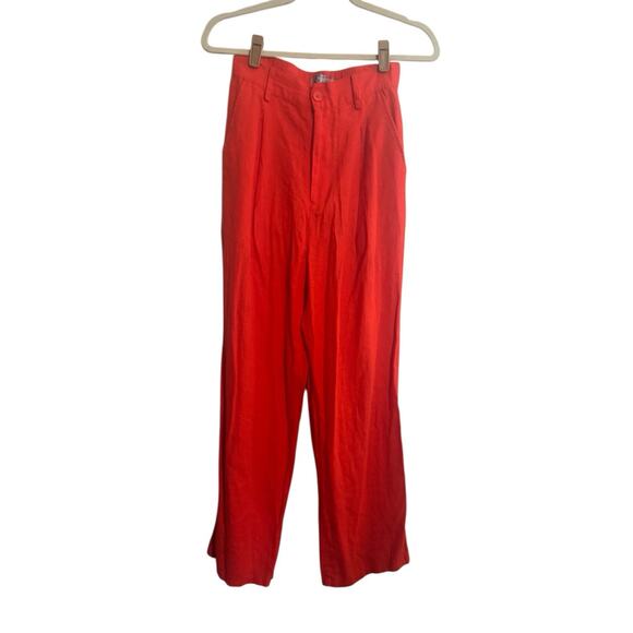Urban Outfitters Women Small Hi-Rise Linen Rayon Wide Leg Pants Pleated #5605 - Picture 1 of 14